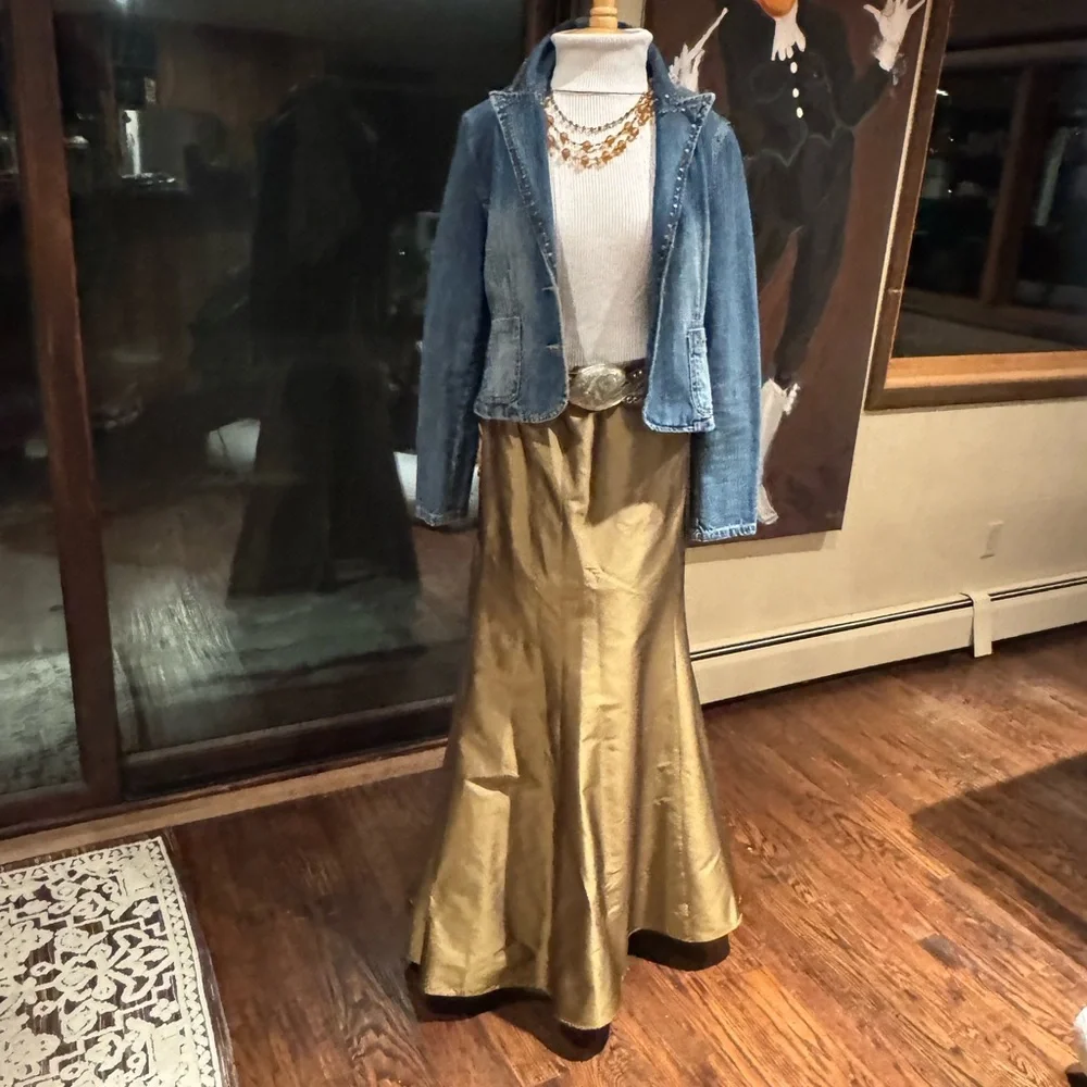 Worth 100% Bronze Silk Floor Length Skirt - Picture 1 of 7